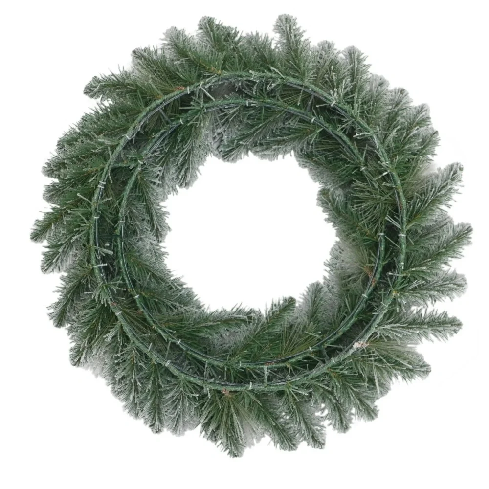Holiday Time Snowy White and Green Wreath